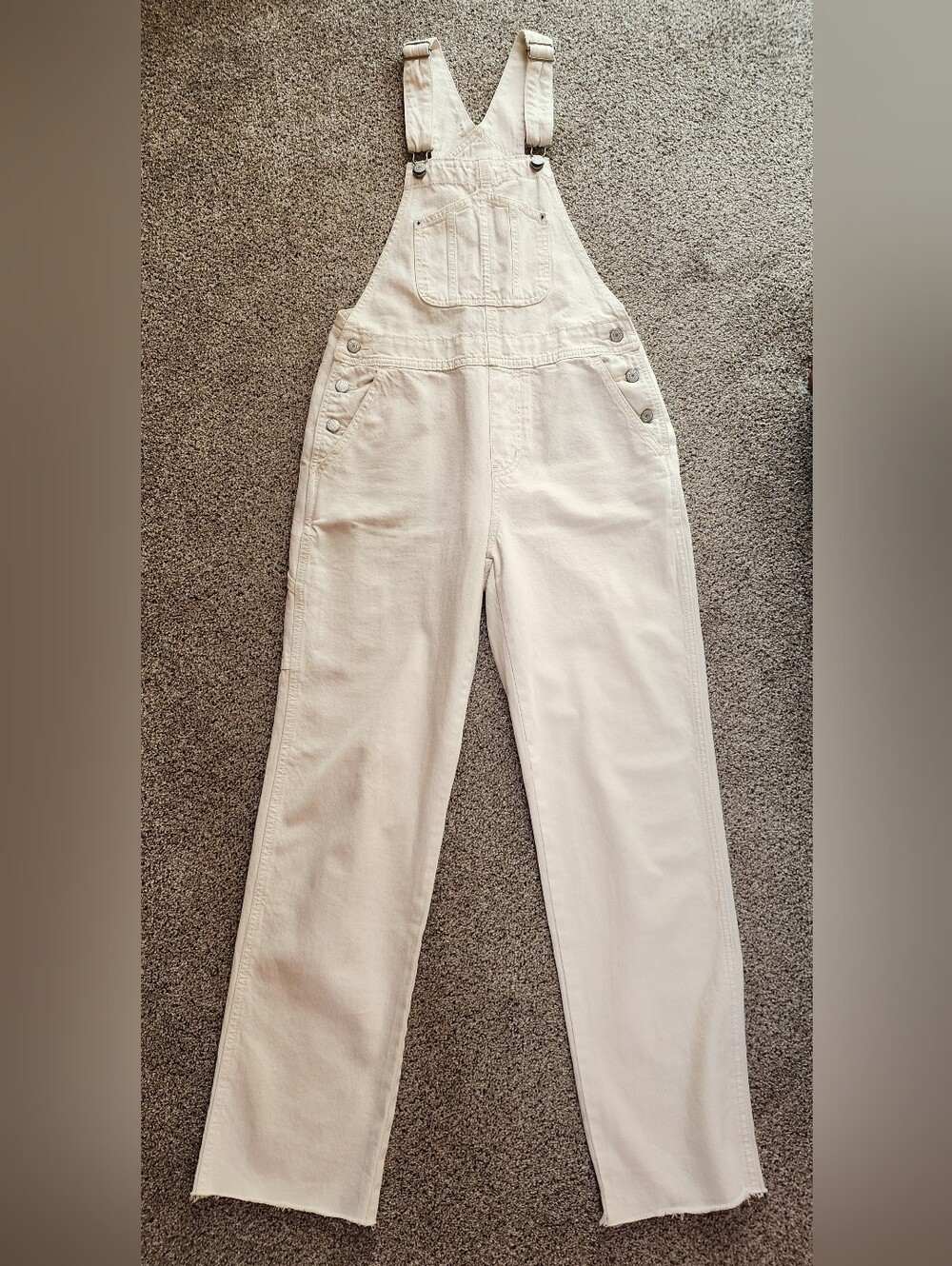Old Navy Cream Denim Overalls Jumpsuit